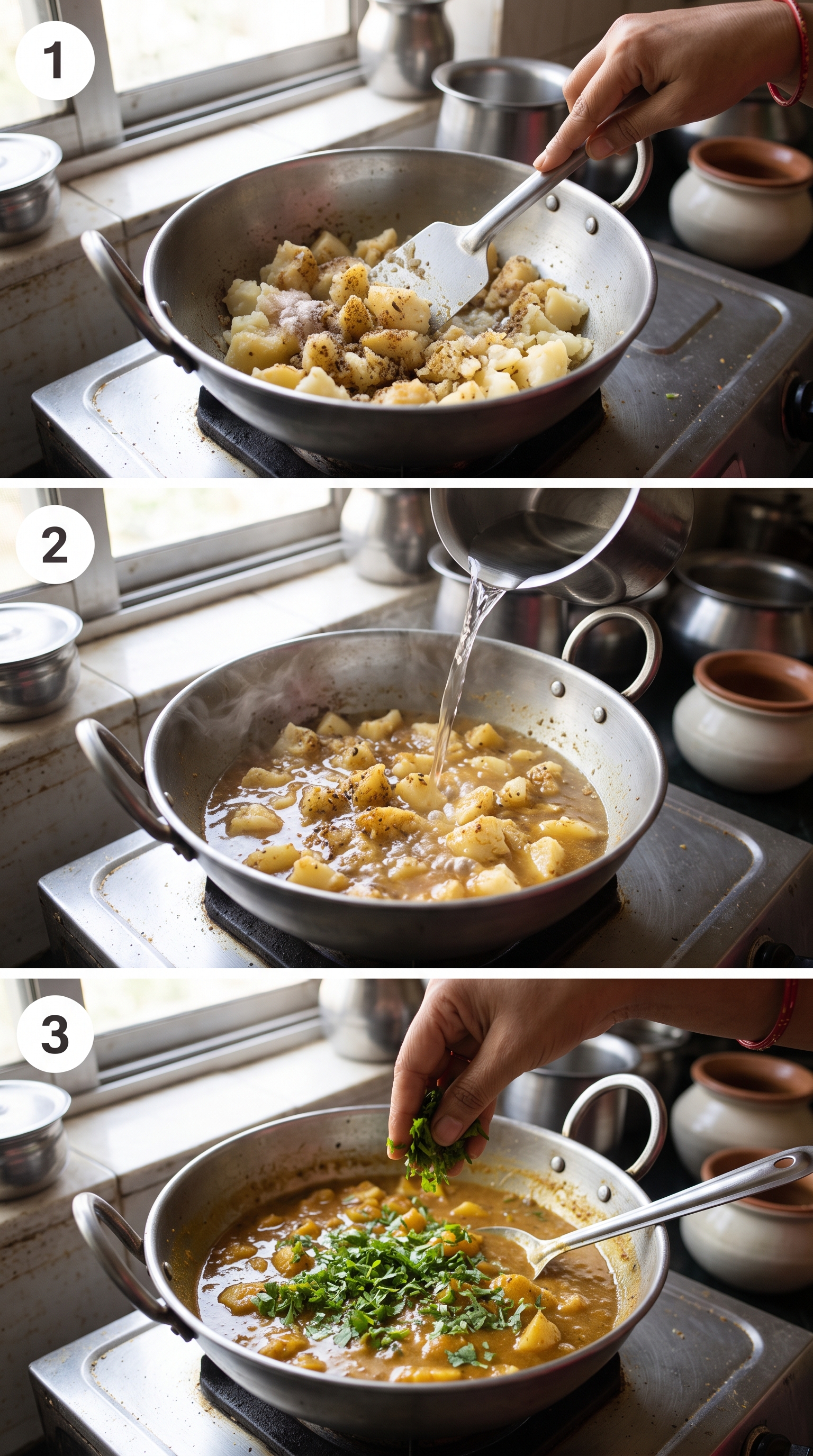 Vrat wale aloo recipe: Vrat wale aloo preparation (continued), step by step
